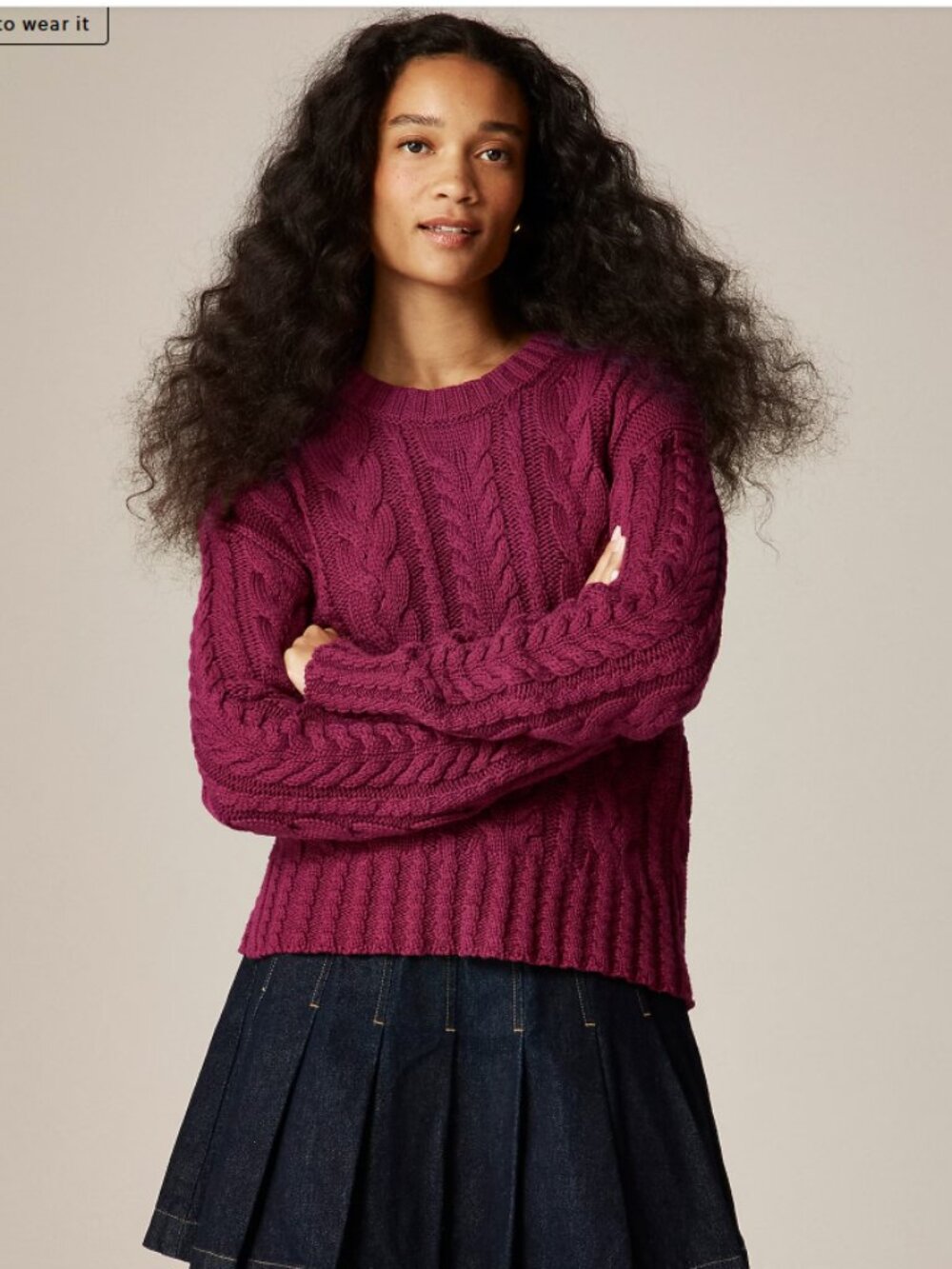 Cable-knit crewneck sweater